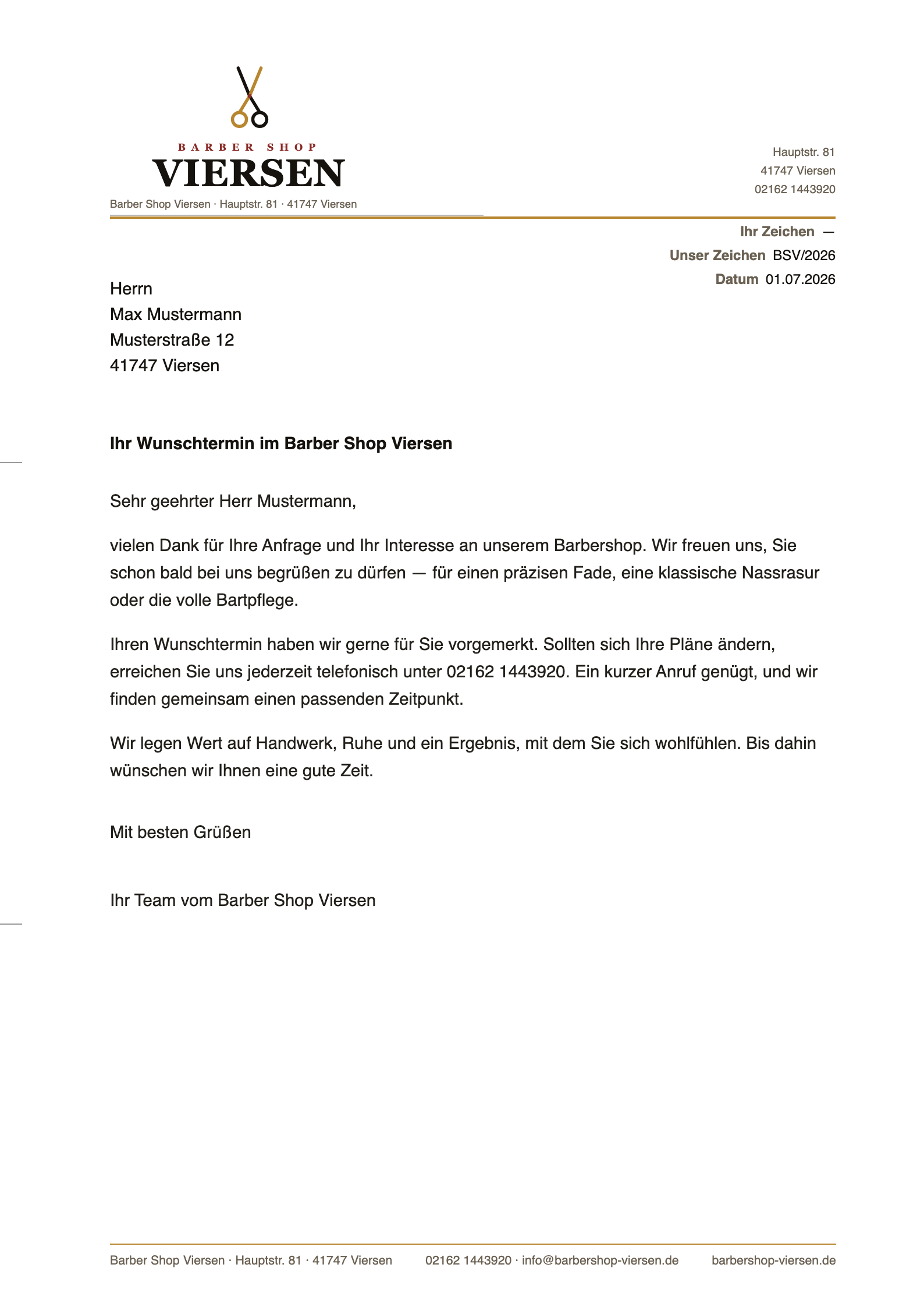 Briefbogen Konzept Schere