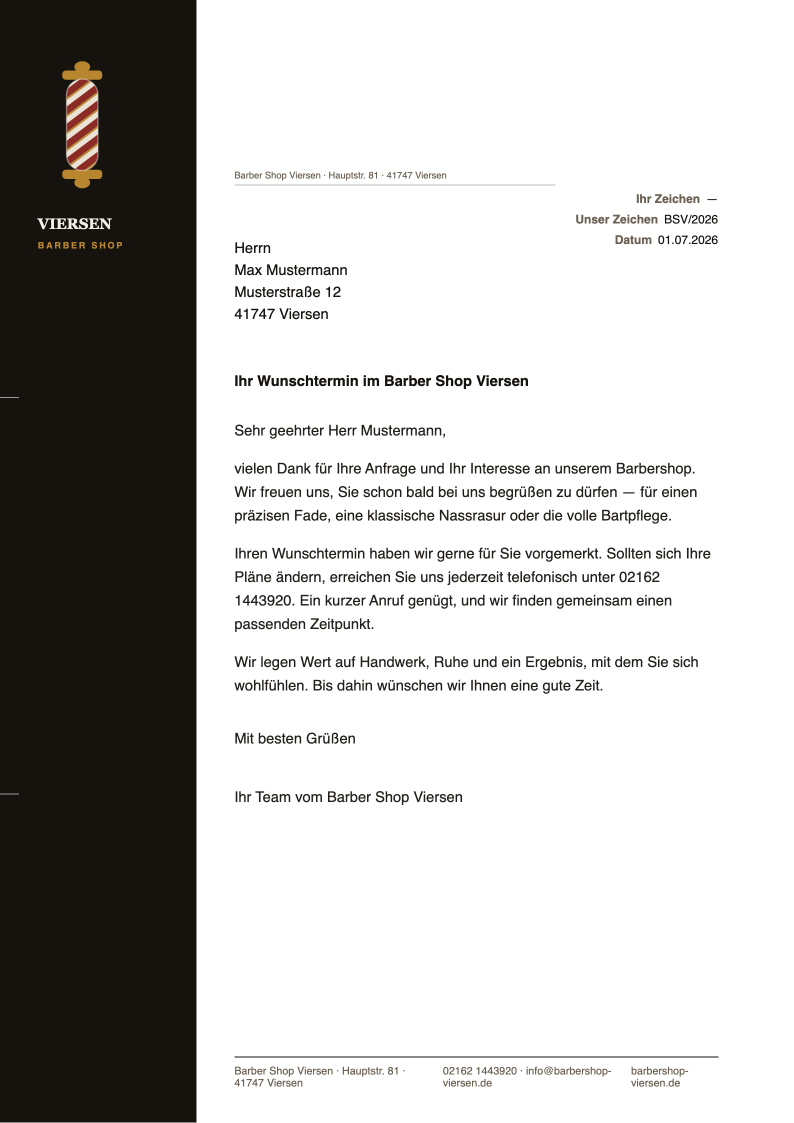 Briefbogen Konzept Barber-Pole